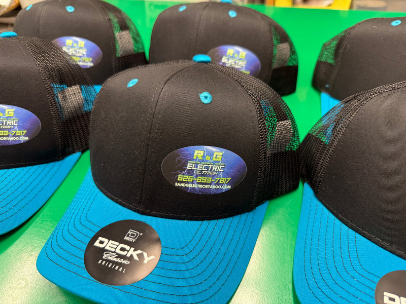 Custom R&G Electric branded hat made by Minty Tees