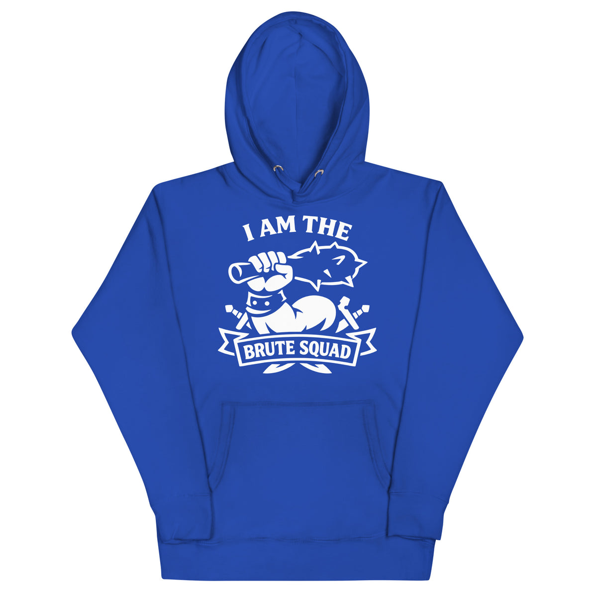 Cotton Heritage M2580 I Team Royal pullover hoodie, front view, featuring the Brute Squad Classic Emblem Hoodie design