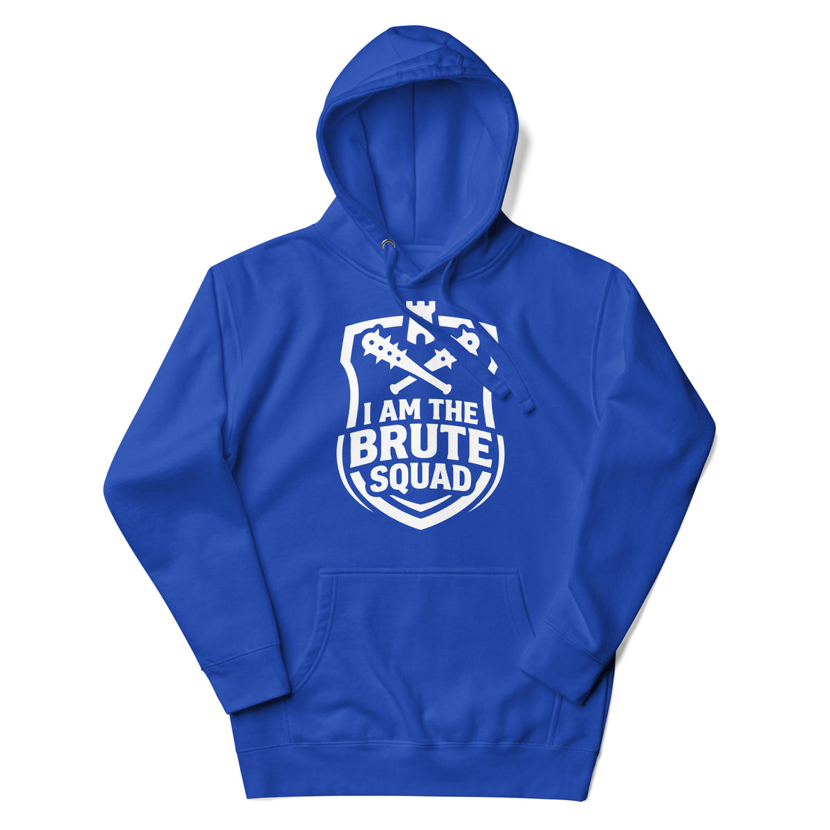 Cotton Heritage M2580 I Team Royal pullover hoodie, front view, featuring the Brute Squad Heavy Hitter Hoodie design