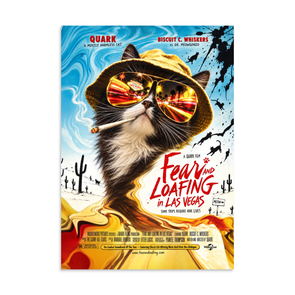 Fear and Loafing in Las Vegas Quark cat poster, 11.69×16.54 inches