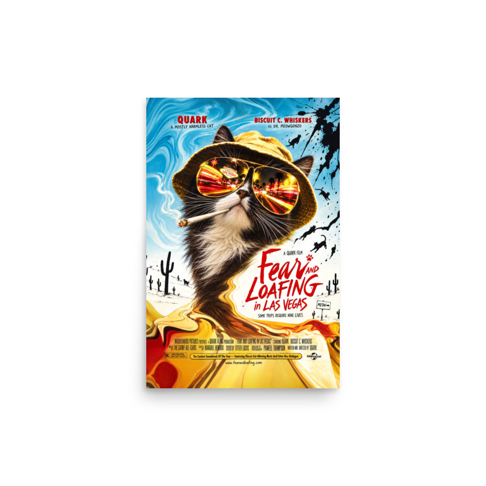 Fear and Loafing in Las Vegas Quark cat poster, 12×18 inches