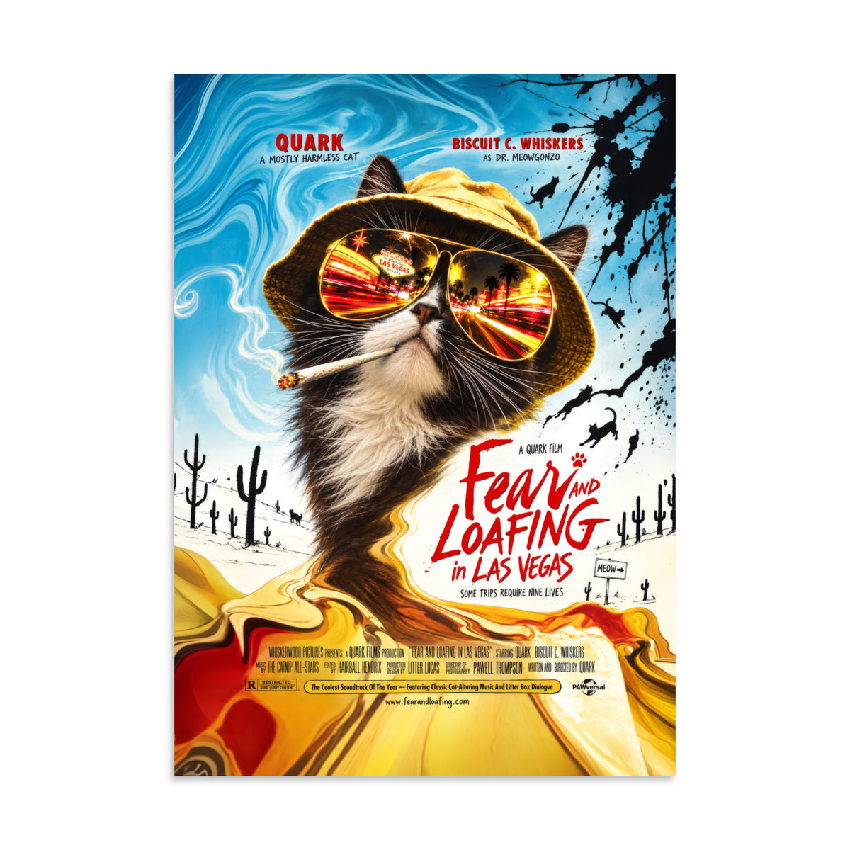 Fear and Loafing in Las Vegas Quark cat poster, 20×28 inches