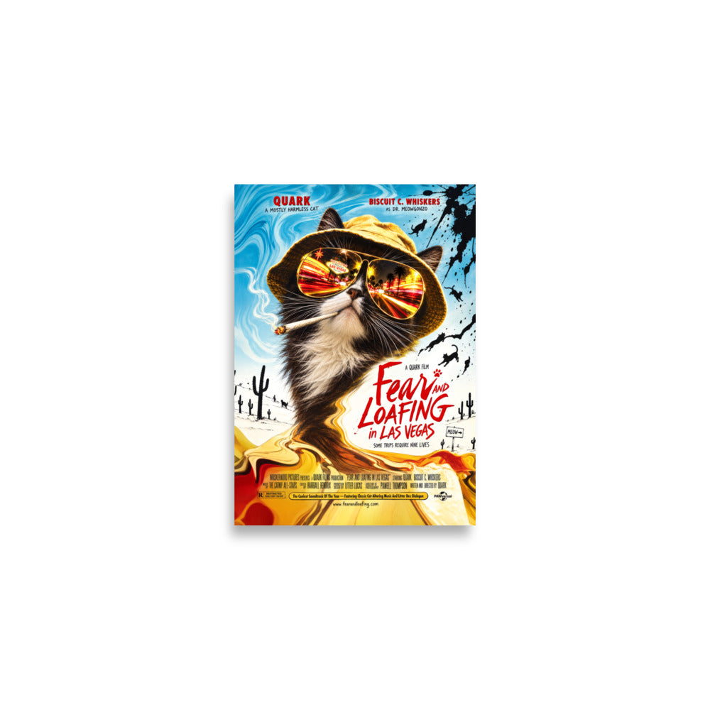 Fear and Loafing in Las Vegas Quark cat poster, A2, 16.5×23.3 inches