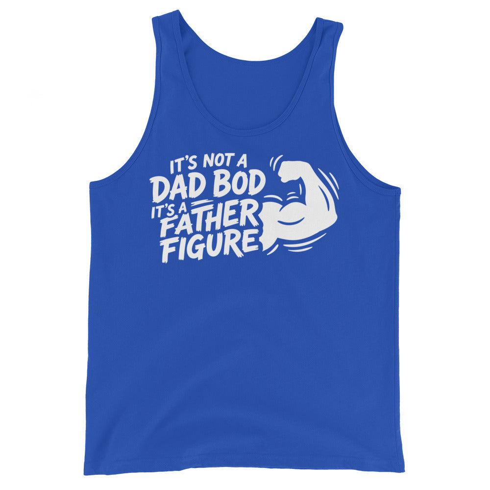 Mens Staple Tank Top True Royal tank top, front view, featuring the t’s Not a Dad Bod, It’s a Father Figure design