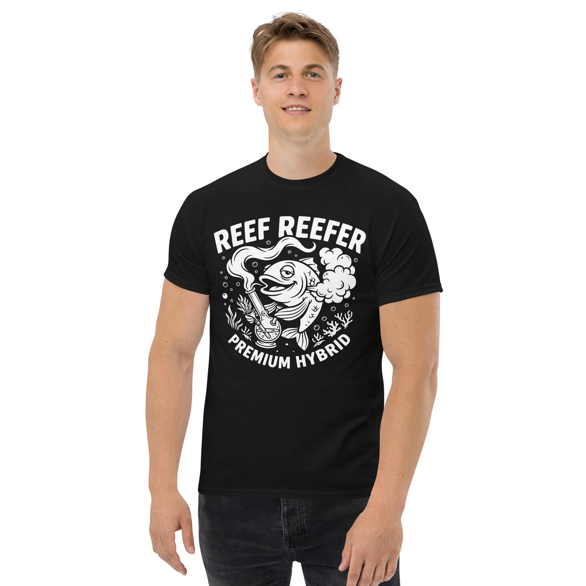 Reef Reefer: Premium Hybrid Unisex Classic T-Shirt, black, front view