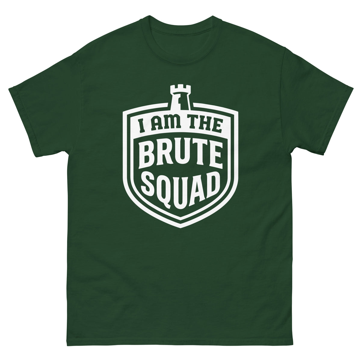 Forest Green classic T-shirt, front view, featuring the Brute Squad Arena Champion classic tee design