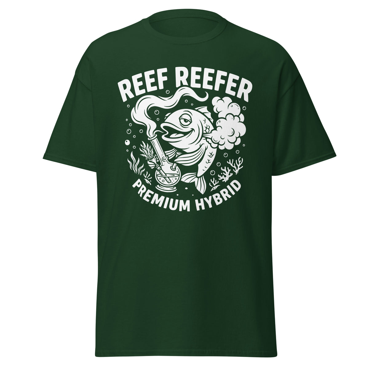 Reef Reefer: Premium Hybrid Unisex Classic T-Shirt, forest green, front view
