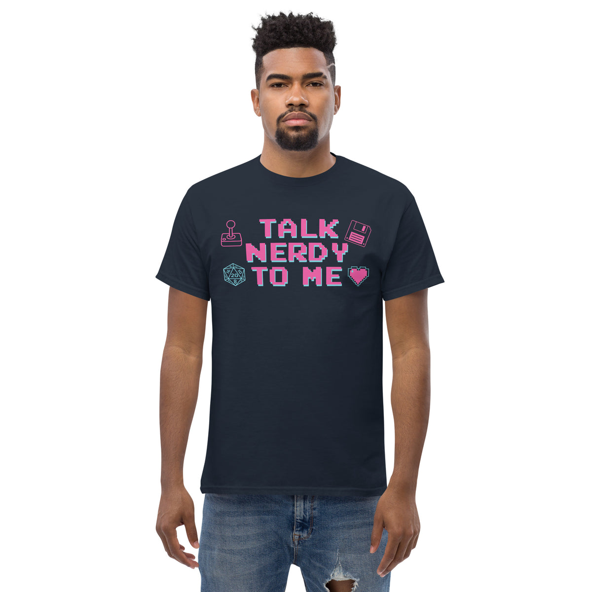 Talk Nerdy to Me Unisex Classic T-Shirt, navy, front view