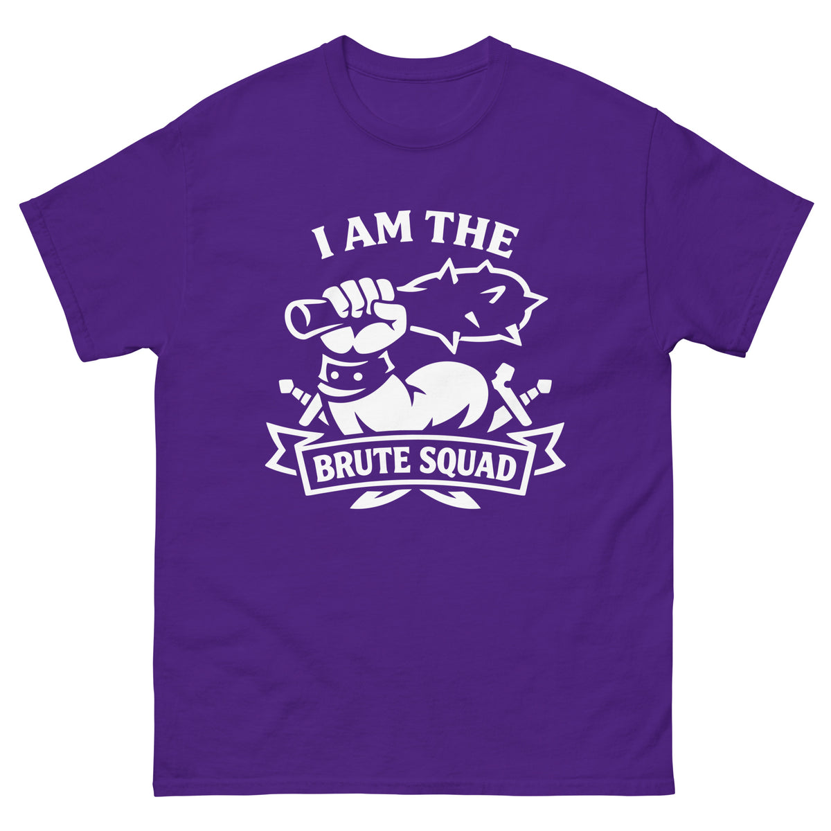 Purple classic T-shirt, front view, featuring the Brute Squad Classic Emblem classic tee design
