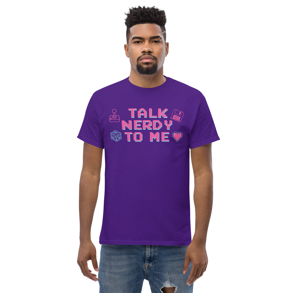 Talk Nerdy to Me Unisex Classic T-Shirt, purple, front view