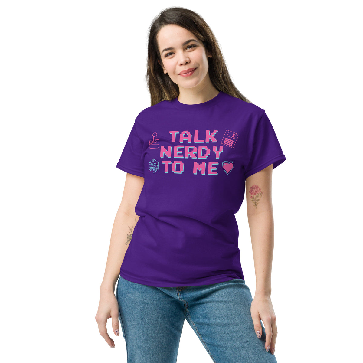 Talk Nerdy to Me Unisex Classic T-Shirt, purple, front view