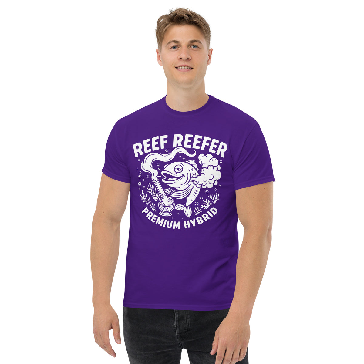 Reef Reefer: Premium Hybrid Unisex Classic T-Shirt, purple, front view