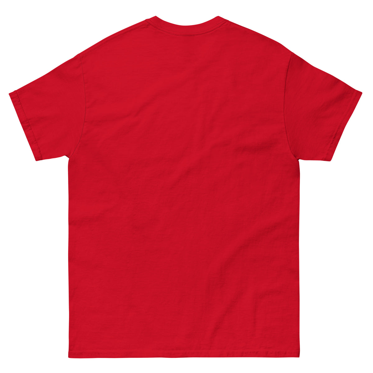 Red classic T-shirt, back view, featuring the Brute Squad Classic Emblem classic tee design