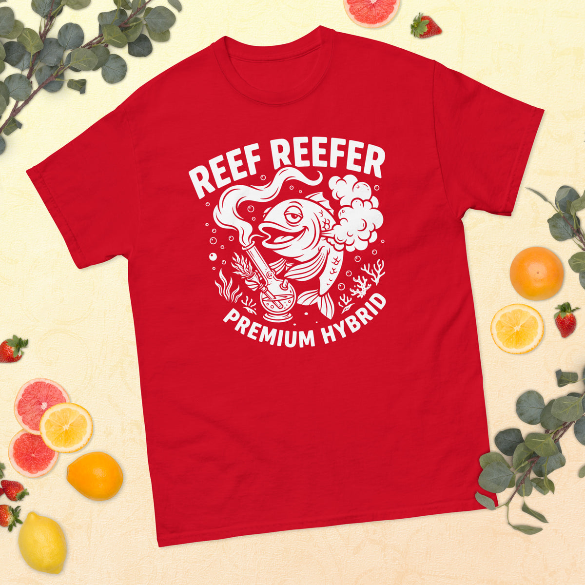 Reef Reefer: Premium Hybrid Unisex Classic T-Shirt, red, front view