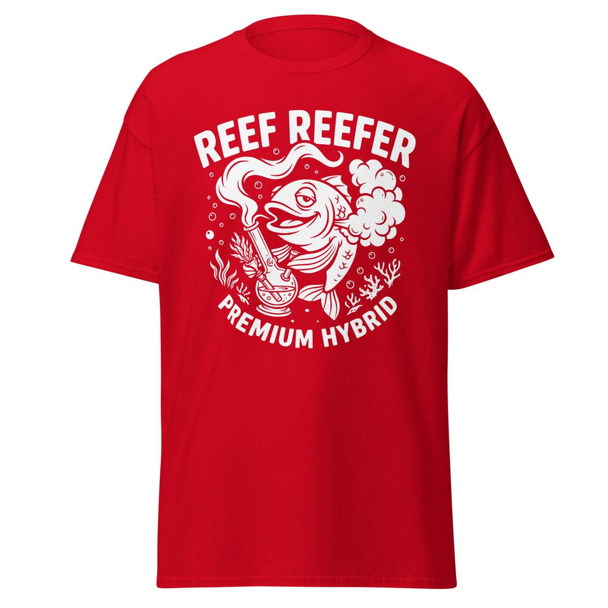 Reef Reefer: Premium Hybrid Unisex Classic T-Shirt, red, front view