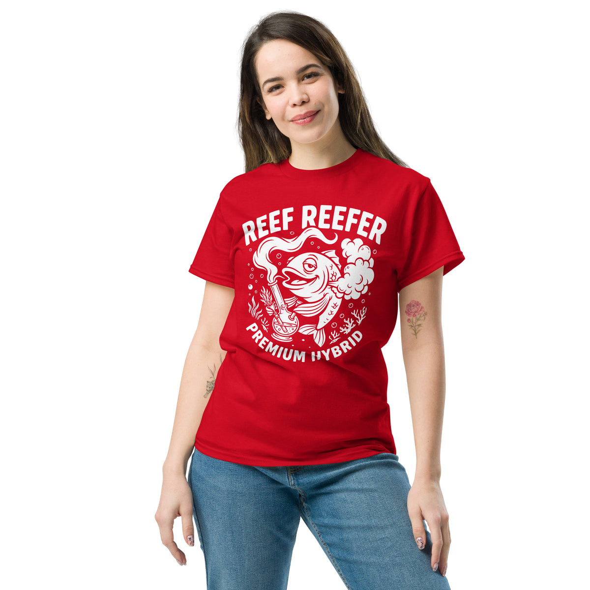Reef Reefer: Premium Hybrid Unisex Classic T-Shirt, red, front view