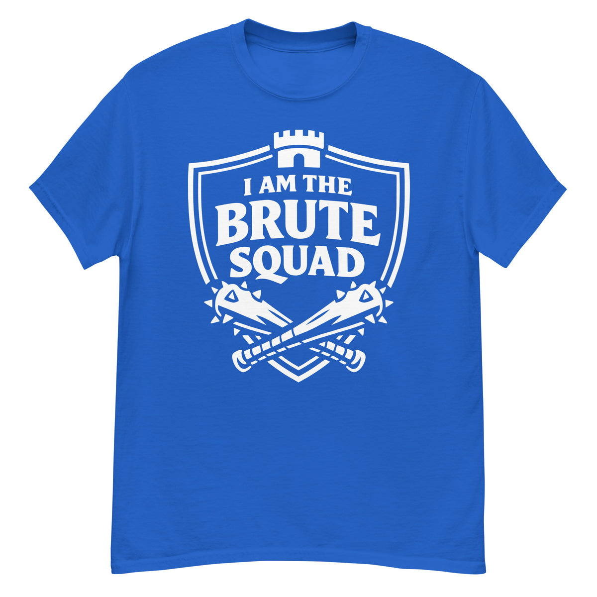 Royal classic T-shirt, front view, featuring the Brute Squad Elite Badge classic tee design