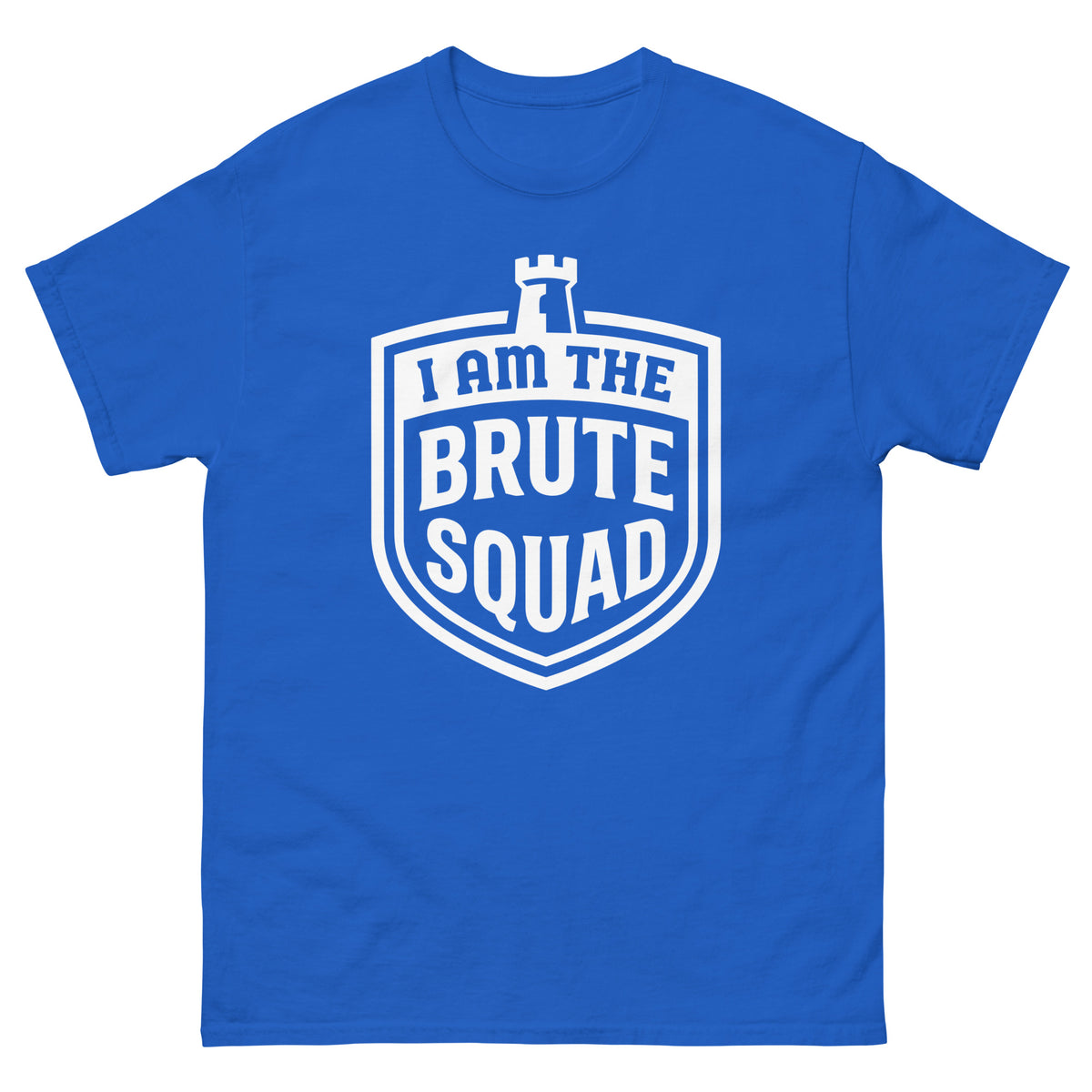 Royal classic T-shirt, front view, featuring the Brute Squad Arena Champion classic tee design
