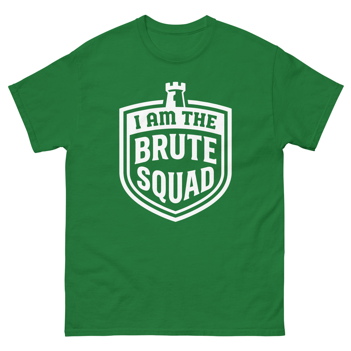 Turf Green classic T-shirt, front view, featuring the Brute Squad Arena Champion classic tee design