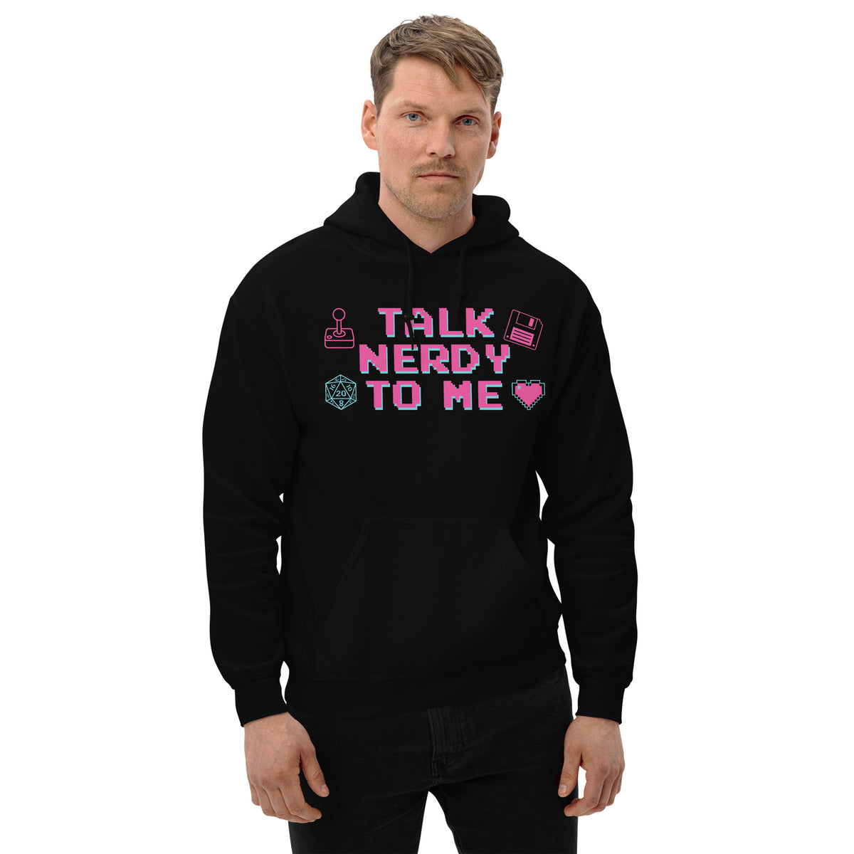 Talk Nerdy to Me Hoodie, black, front view