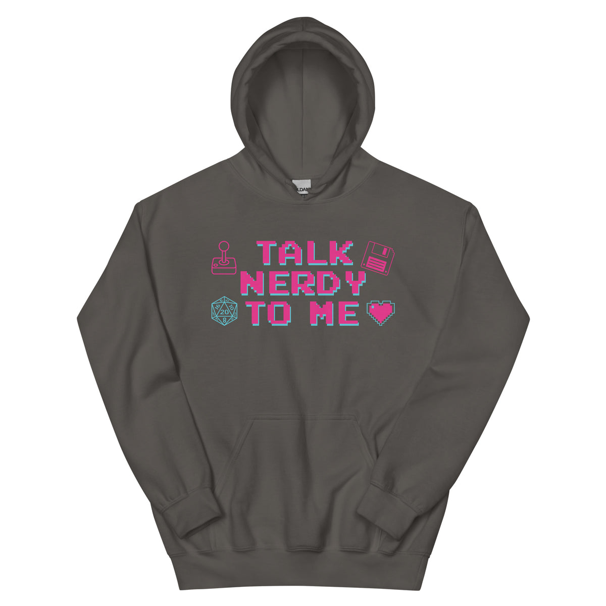 Talk Nerdy to Me Hoodie, charcoal, front view