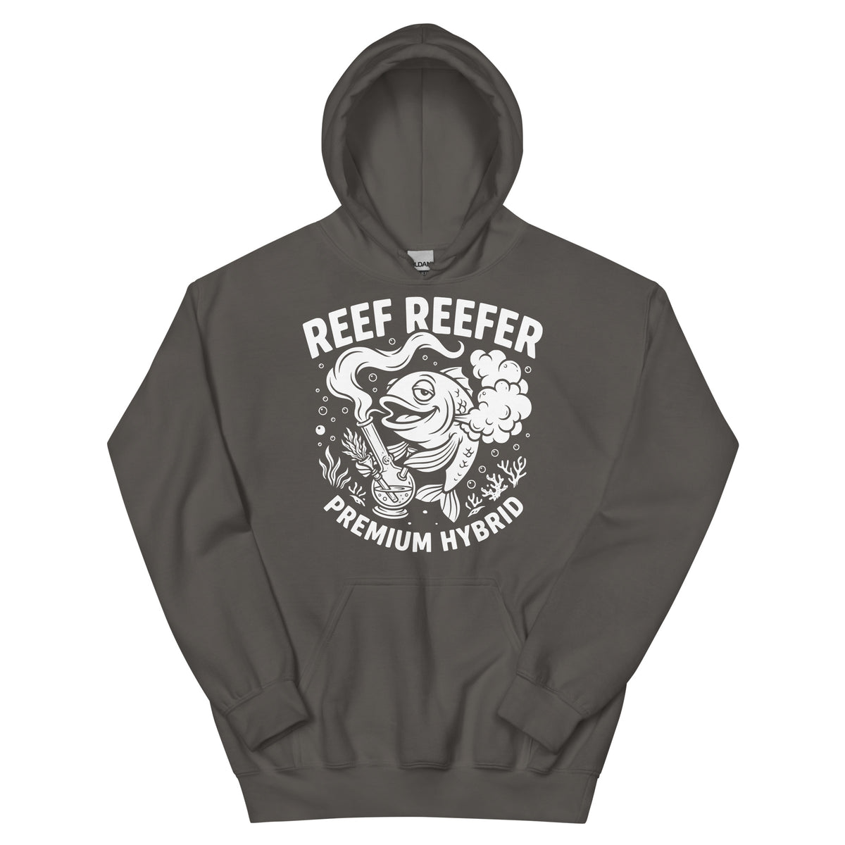 Reef Reefer: Premium Hybrid Hoodie, charcoal, front view