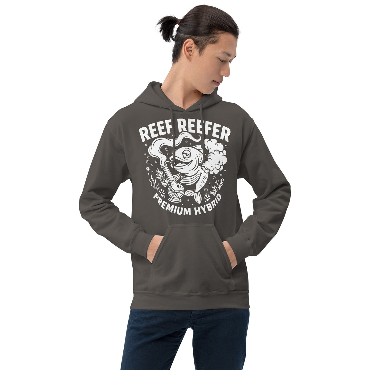 Reef Reefer: Premium Hybrid Hoodie, charcoal, front view
