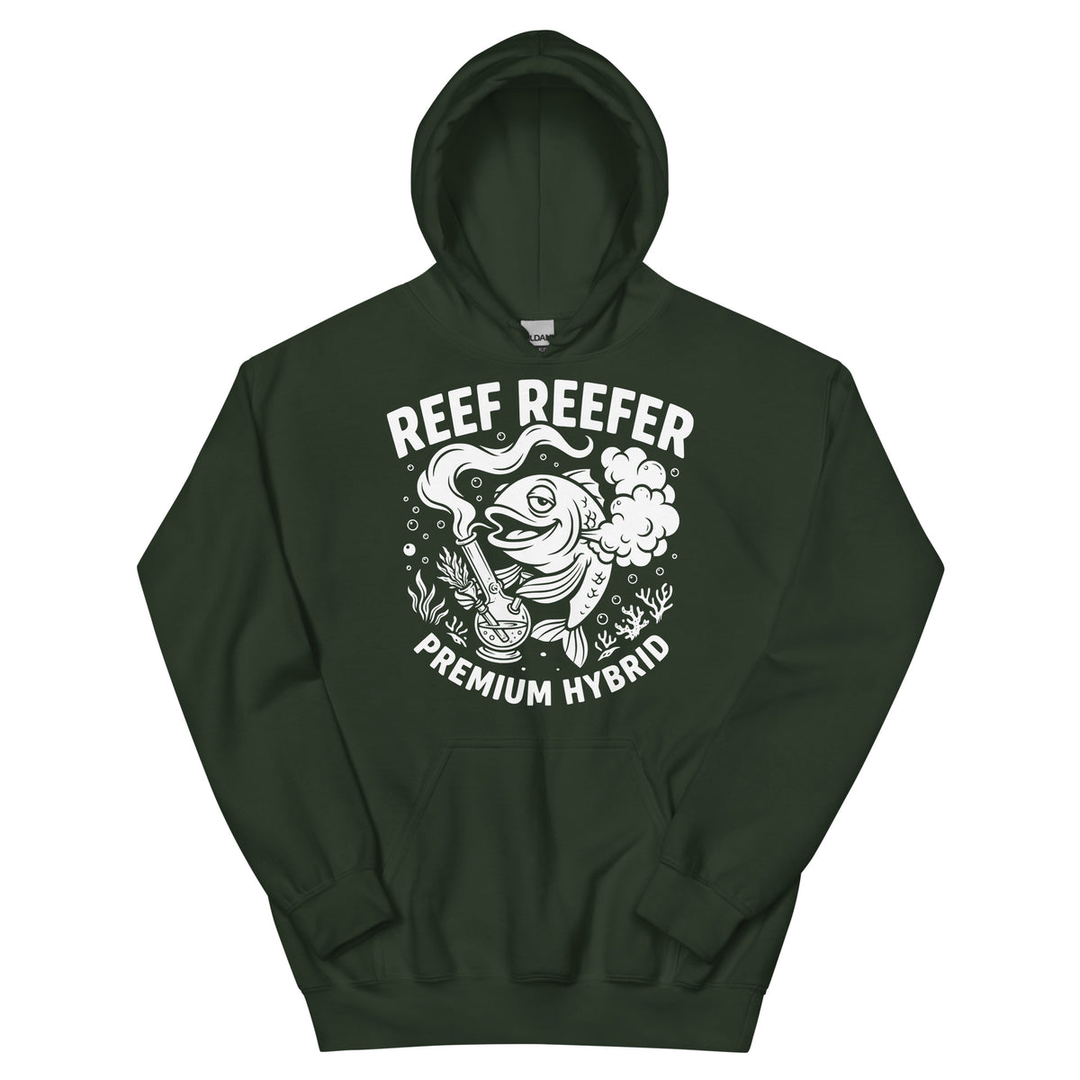 Reef Reefer: Premium Hybrid Hoodie, forest green, front view