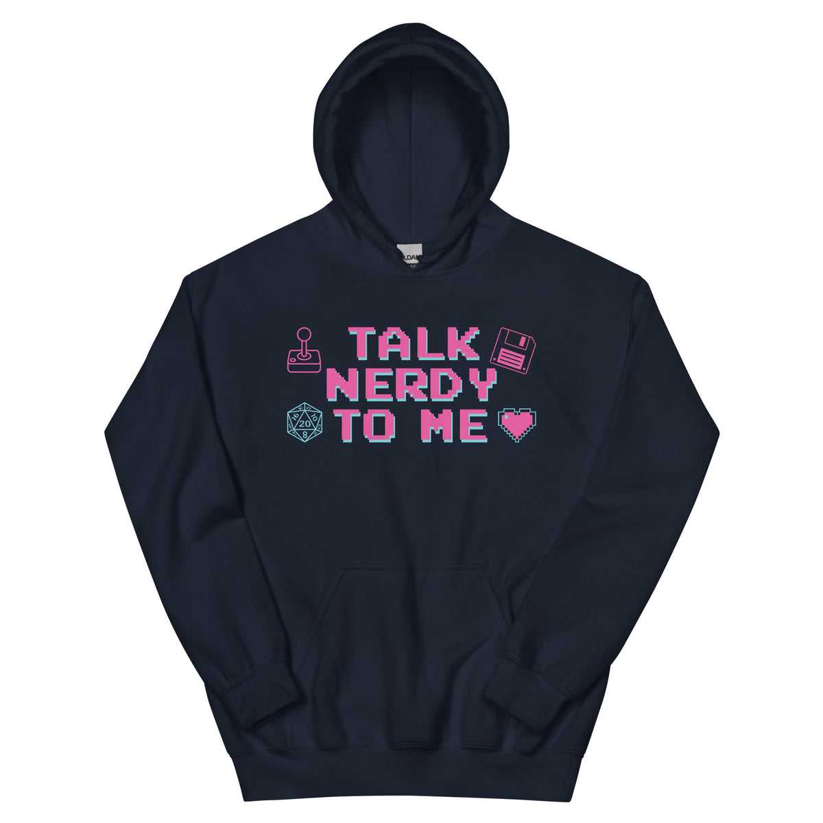 Talk Nerdy to Me Hoodie, navy, front view