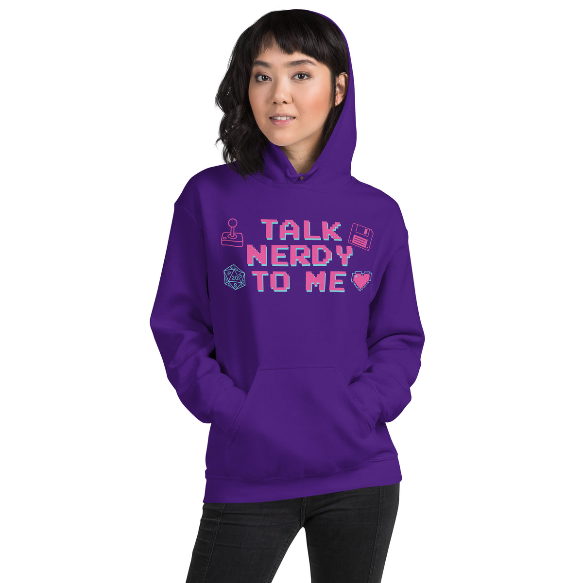 Talk Nerdy to Me Hoodie, purple, front view