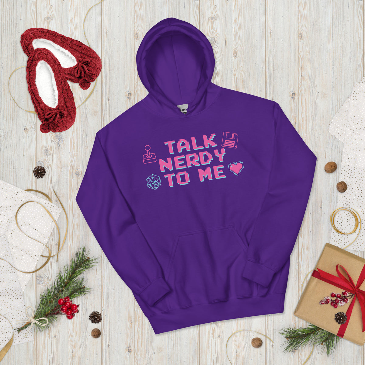 Talk Nerdy to Me Hoodie, purple, front view