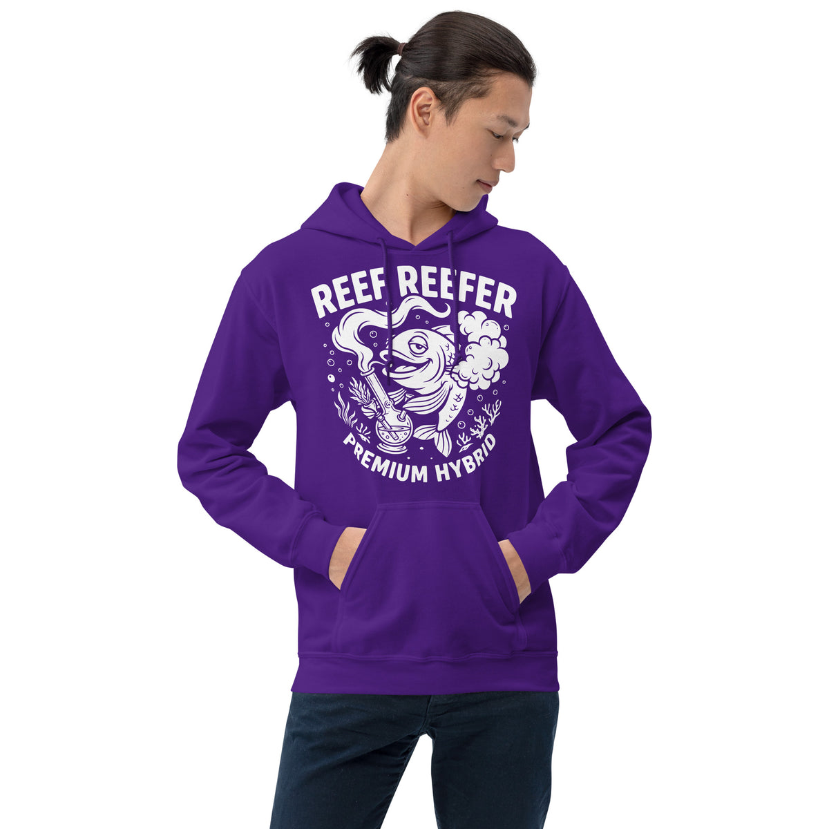 Reef Reefer: Premium Hybrid Hoodie, purple, front view