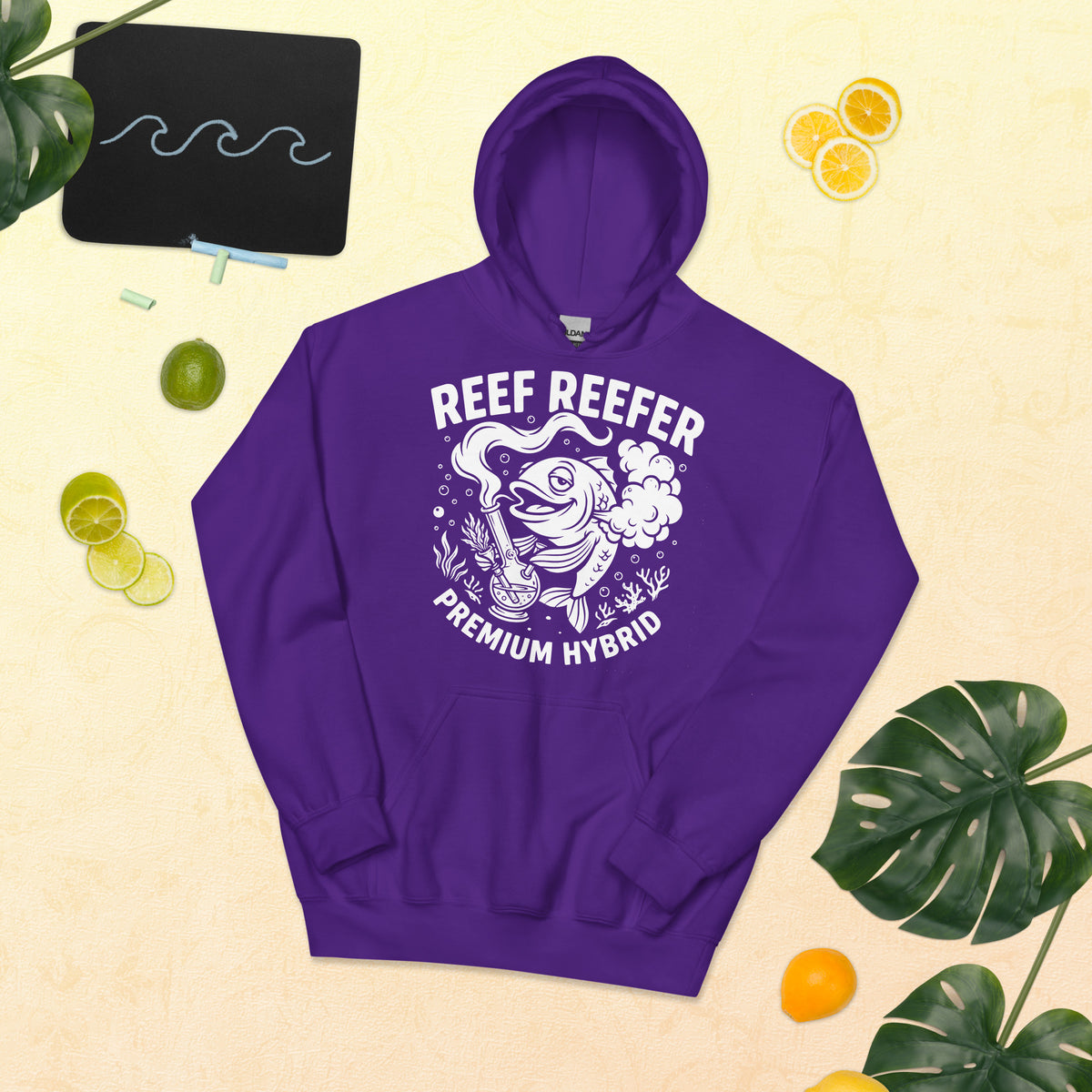 Reef Reefer: Premium Hybrid Hoodie, purple, front view