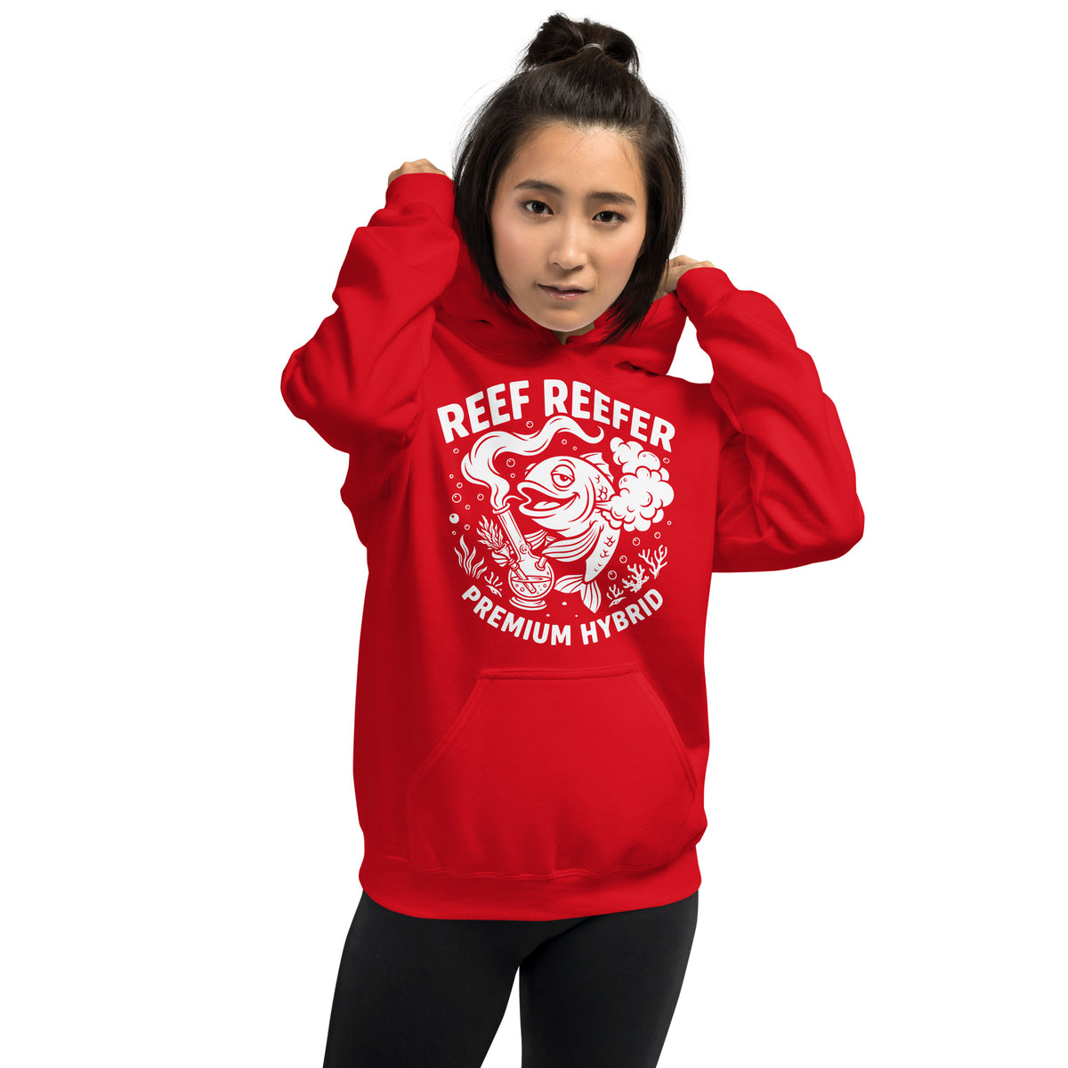 Reef Reefer: Premium Hybrid Hoodie, red, front view