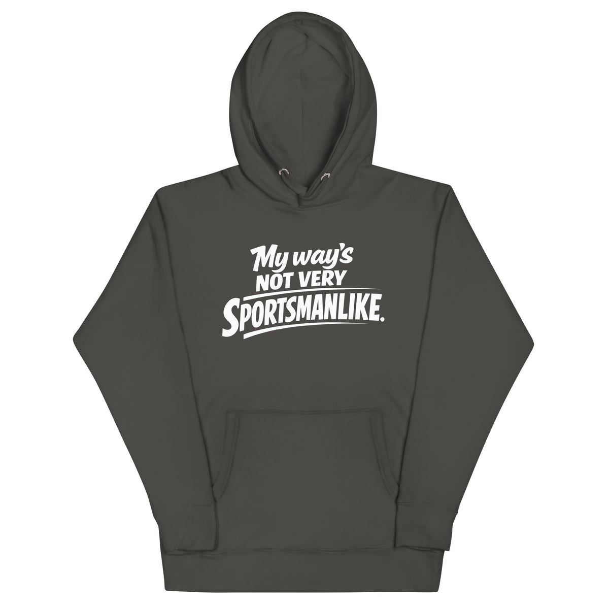 Vintage Black pullover hoodie, front view, featuring the My Way's Not Very Sportsmanlike Hoodie design