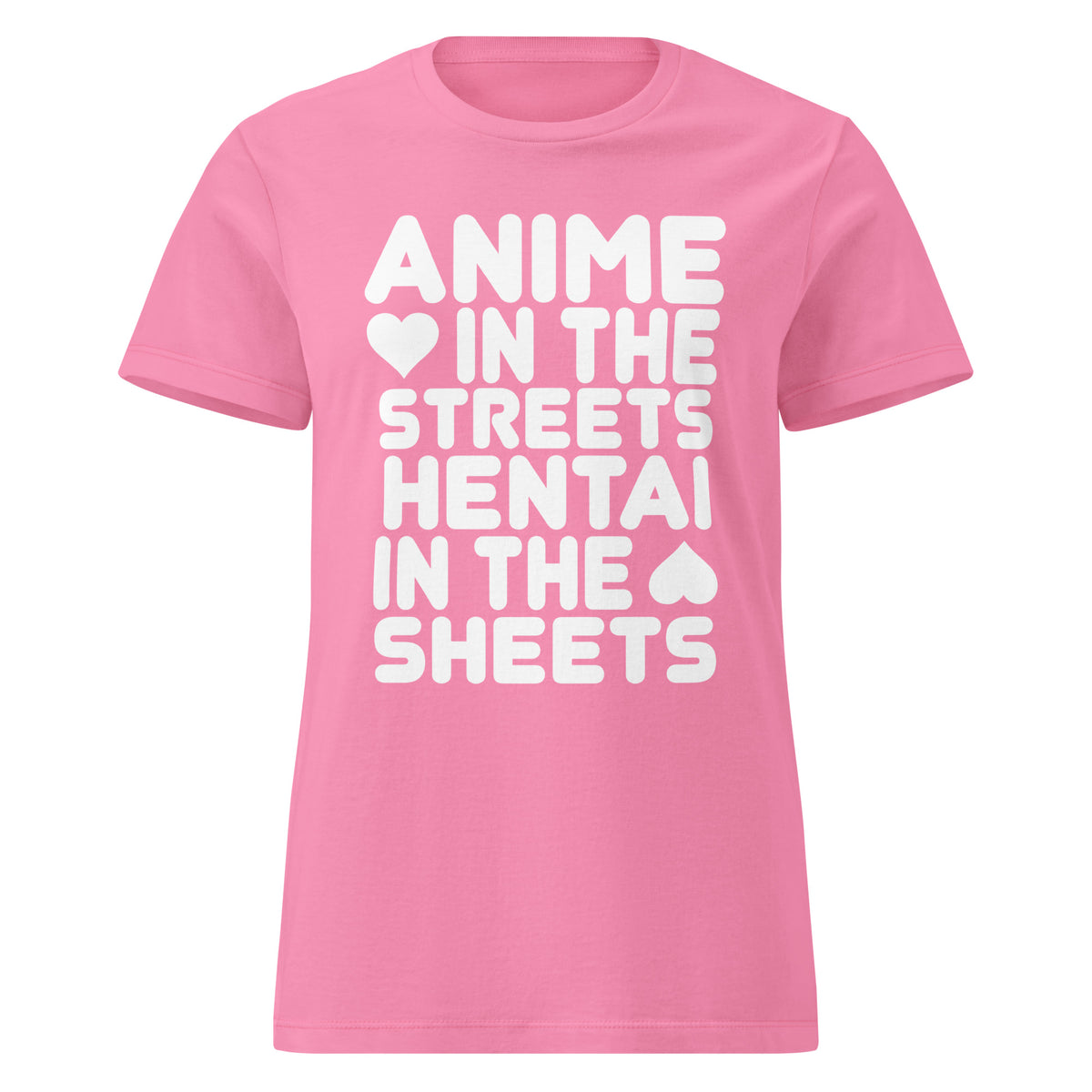 Azalea women's T-shirt, front view, featuring the Anime in the Streets / Hentai in the Sheets softstyle t-shirt design