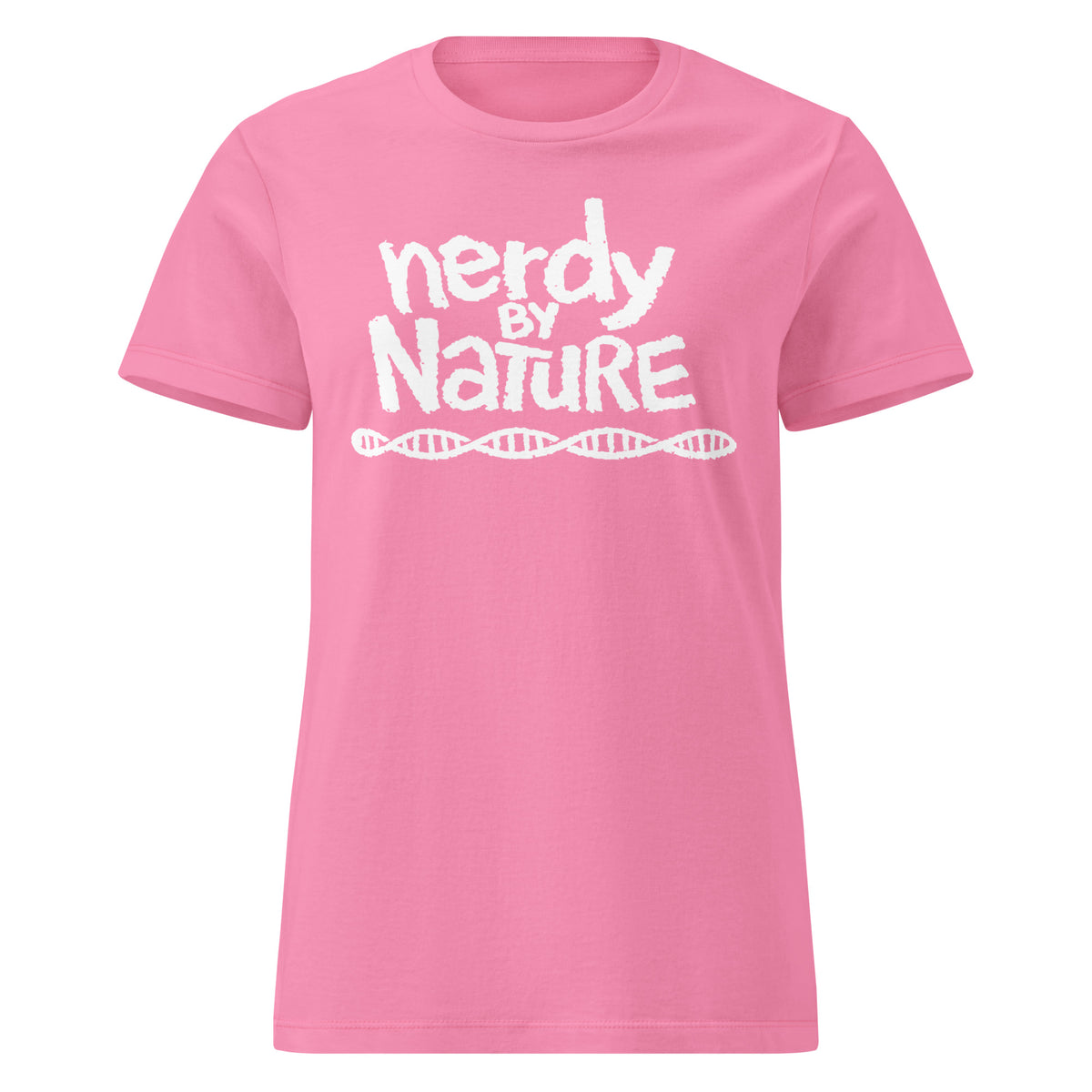 Azalea women's T-shirt, front view, featuring the Nerdy By Nature design