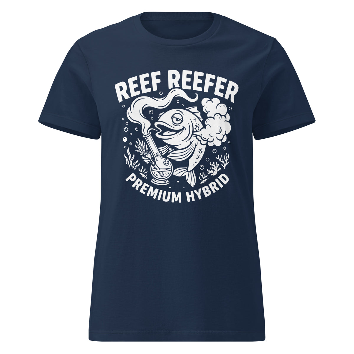 Reef Reefer: Premium Hybrid Women's Softstyle T-Shirt, navy, front view