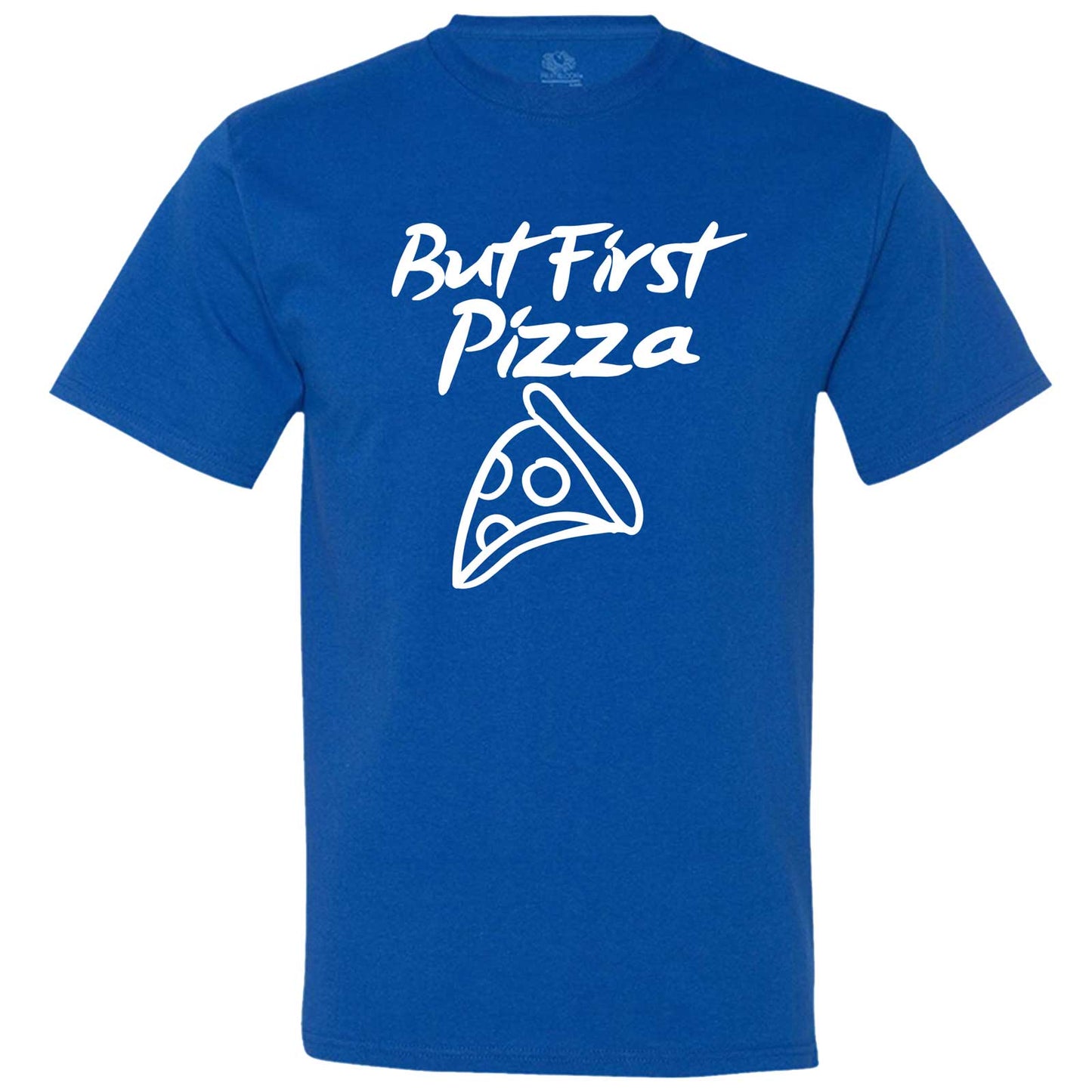 "But First Pizza" men's t-shirt Royal-Blue