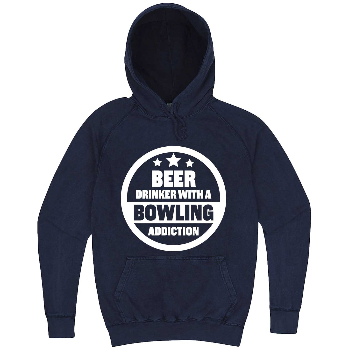"Beer Drinker with a Bowling Addiction" hoodie, 3XL, Vintage Denim