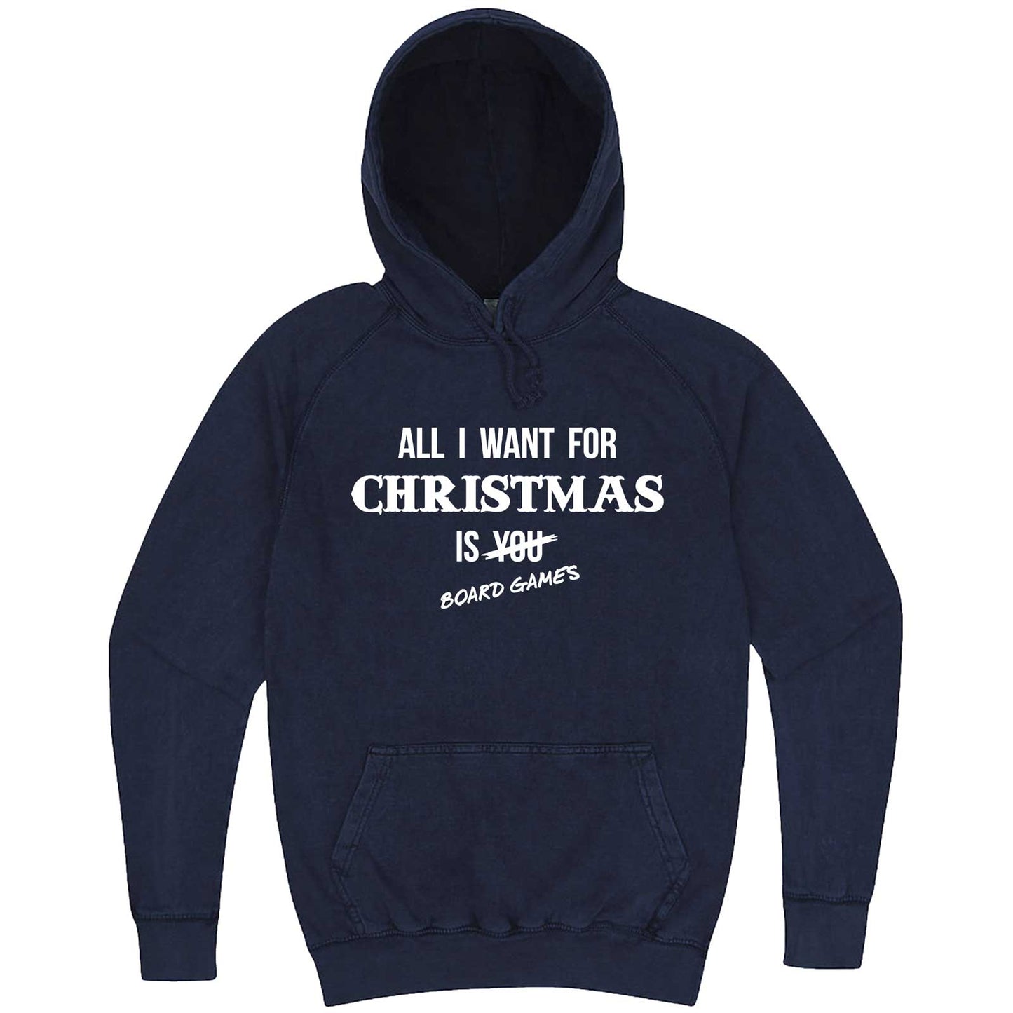 "All I Want for Christmas is Board Games" hoodie, 3XL, Vintage Denim
