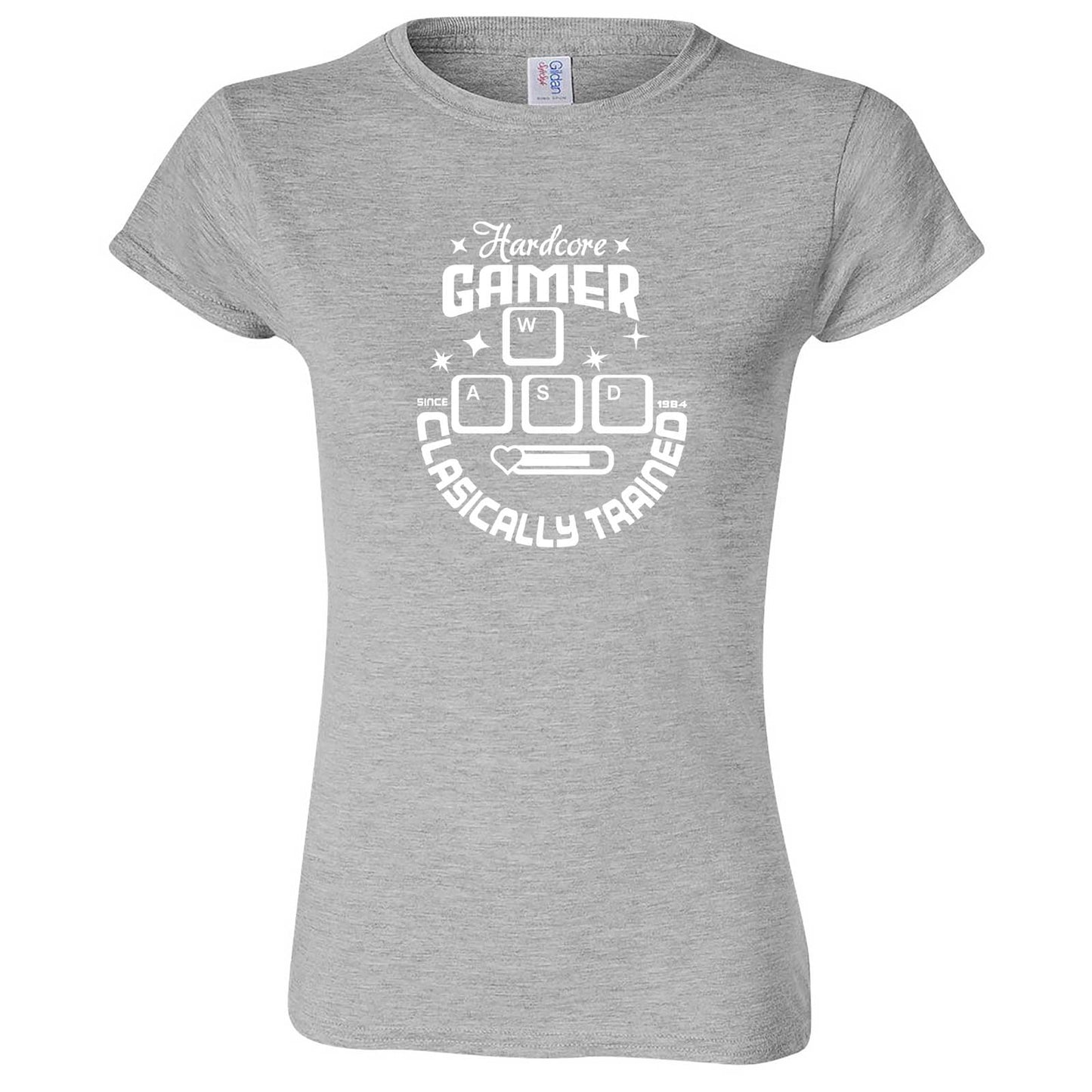 "Hardcore Gamer, Classically Trained" women's t-shirt Sport Grey