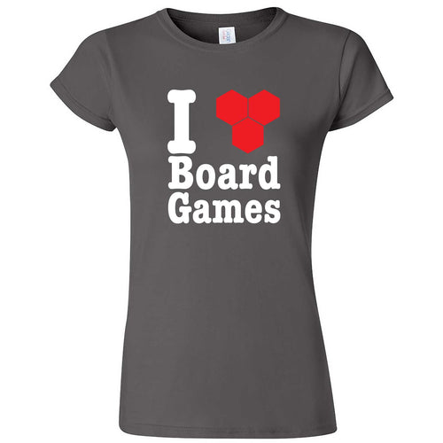  "I Love Board Games" women's t-shirt Charcoal