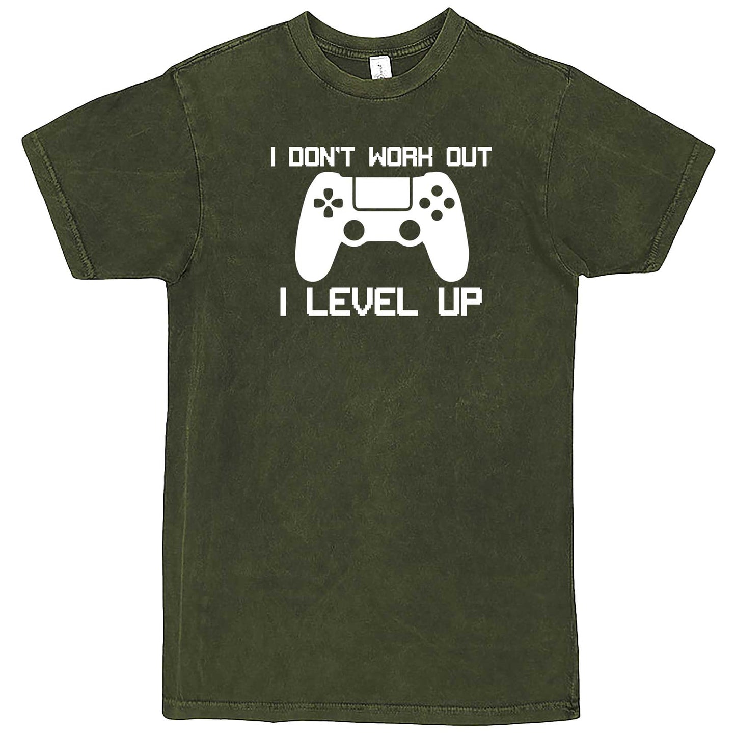"I Don't Work Out, I Level Up - Video Games" men's t-shirt Vintage Olive