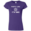  "Party Like It's 1985 - RPG Dice" women's t-shirt Purple
