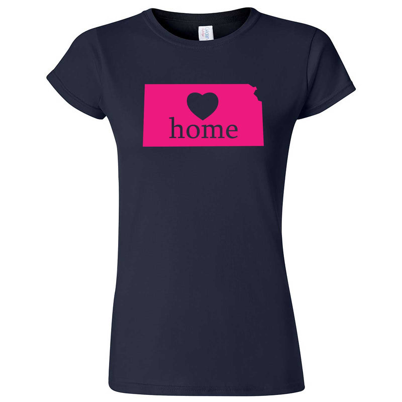  "Kansas Home State Pride, Pink" women's t-shirt Navy Blue