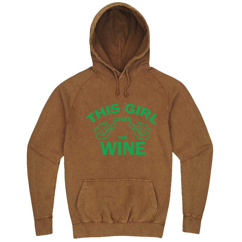  "This Girl Loves Her Wine, Green Text" hoodie, 3XL, Vintage Camel