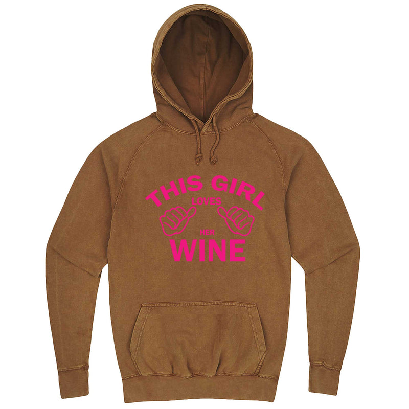  "This Girl Loves Her Wine, Pink Text" hoodie, 3XL, Vintage Camel