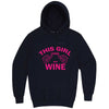  "This Girl Loves Her Wine, Pink Text" hoodie, 3XL, Navy