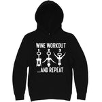  "Wine Workout: 1 2 3 Repeat" hoodie, 3XL, Black